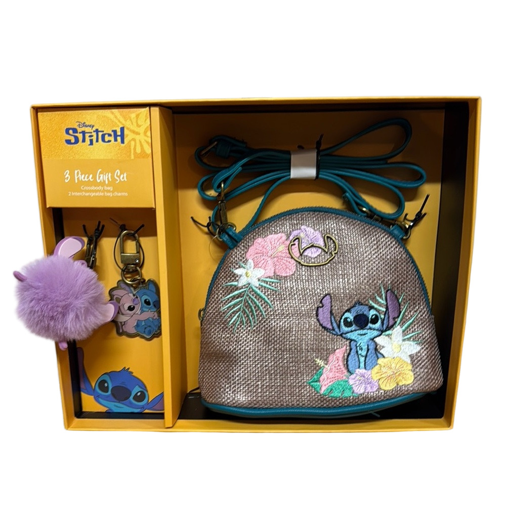 Disney Stitch 3pc Gift Set Crossbody Bag Wallet Keychain NWT